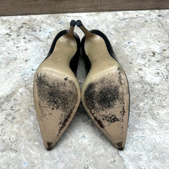 Gianvito Rossi Black Leather Pointed Toe Pumps Stiletto Heels 39.5 Made in Italy - Picture 10 of 16